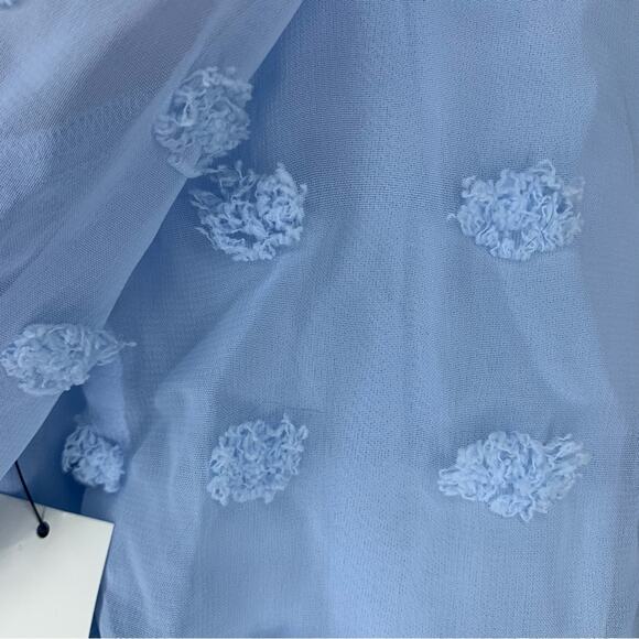 Audrey Parks+Francesca's NWT Blouse Sheer Long Sleeve Light Blue Pullover Size S - Picture 7 of 12